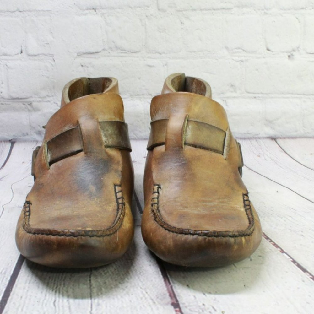 *Unbranded Unisex Brown Leather Slip On Round Toe Ankle Clog Shoes Sz 10 Inches - Picture 4 of 9